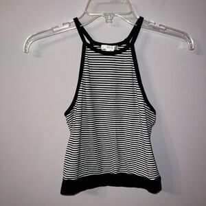 Bozzolo black and white stripe crop top tank top small